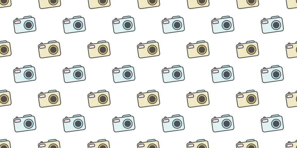Camera, photography seamless repeat pattern vector background Illustrazione stock