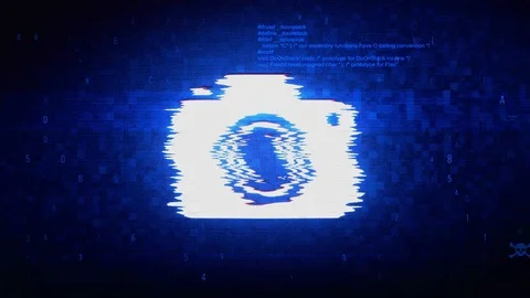 Camera Photography Symbol Digital Pixel Noise Error Animation. Stock Footage 116057652