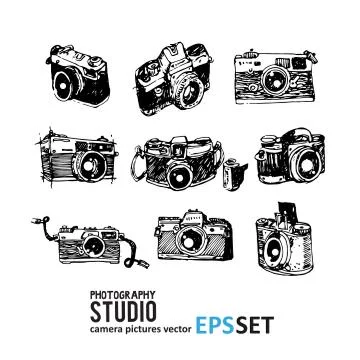Camera photography vector set collection illustration. Logotypes Stockillustratie