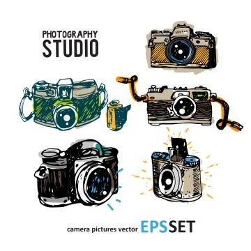 Camera photography vector set collection illustration. Logotypes Illustration