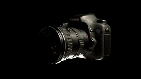 Camera for photos on a black background, camera on a black background Stock Footage 262063531