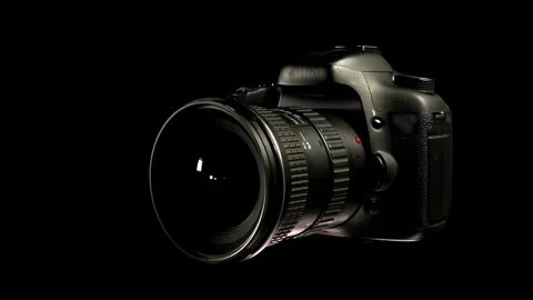 Camera for photos on a black background, camera on a black background Stock Footage 262064105