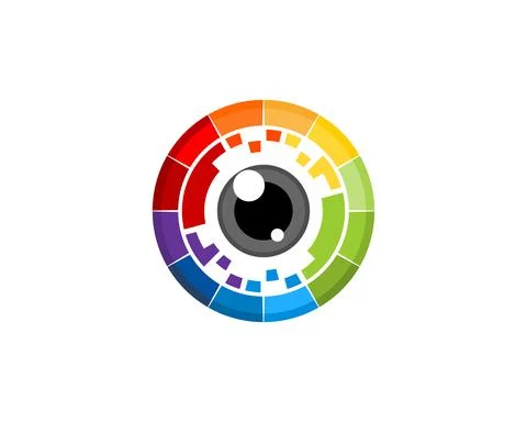 Camera pixel lens vector illustration logo Stock Illustration