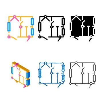 Camera place plan color icon vector set イラスト素材