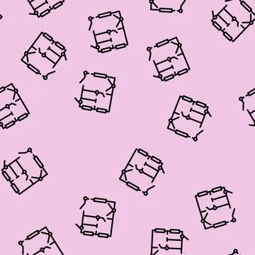 Camera place plan line vector seamless pattern Stock Illustration