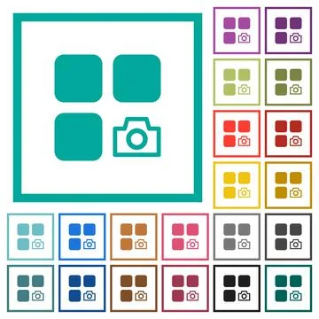 Camera plugin flat color icons with quadrant frames Stock Illustration
