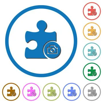 Camera plugin icons with shadows and outlines Stockillustratie