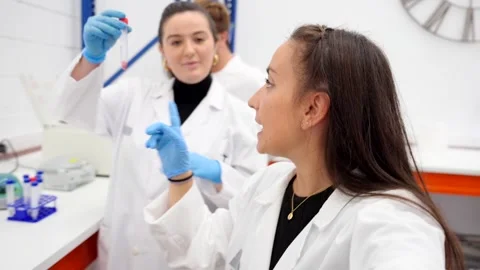 Camera point of view of scientist streaming online Stock-Footage 255196469