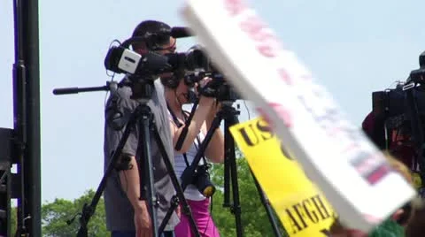 Camera Pool - NATA Protest Chicago 2012 Stock Footage 11135535