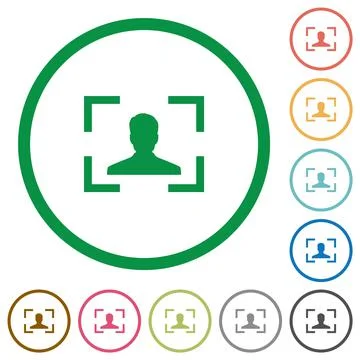 Camera portrait mode flat icons with outlines Illustrazione stock