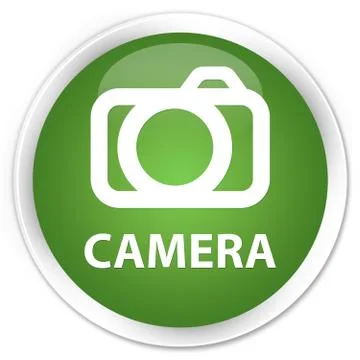 Camera premium soft green round button Stock Illustration