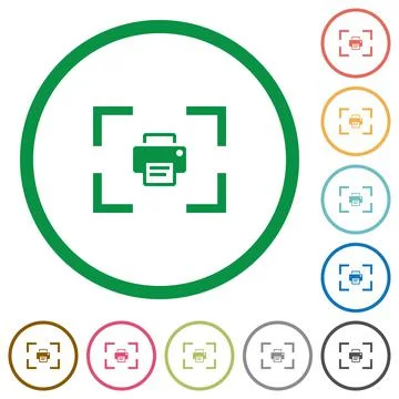 Camera print image flat icons with outlines Stock Illustration