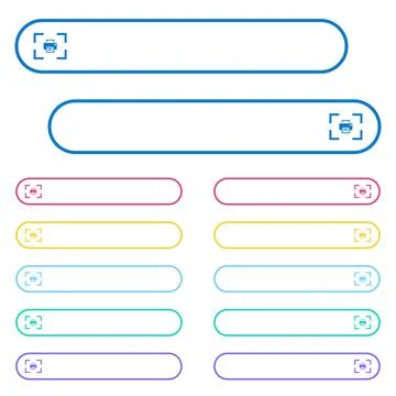 Camera print image icons in rounded color menu buttons Stock Illustration