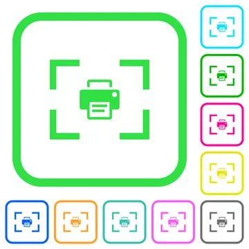 Camera print image vivid colored flat icons Stock Illustration