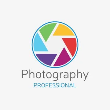 Camera professional logo. Color shutter vector design Illustrazione stock