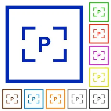 Camera program mode flat framed icons 스톡 일러스트