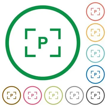 Camera program mode flat icons with outlines 스톡 일러스트