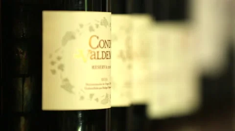 Camera Pull Focus Across Bottles of Wine Stock Footage 44087498
