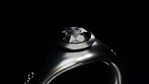 Camera pulling back and tilting, revealing dark metal ring in studio, to show Stock Footage 339194283