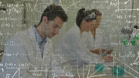 Camera pulling back as lab team testing, handling green vials using tablet with Stock Footage 328469373