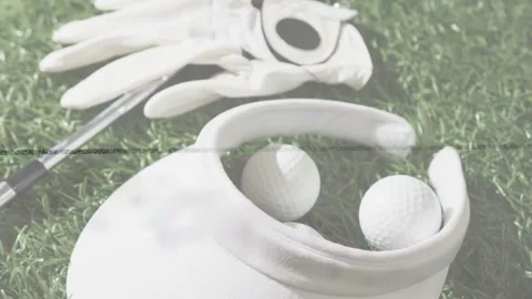 Camera pulling focus across golf pouch holding two balls, revealing glove, club, Stock Footage 333526177