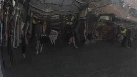 Camera pulls out from reflection of big balls in Rundle Mall Stock Footage 234265082