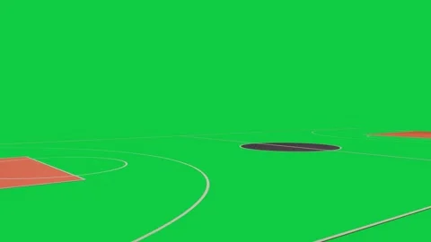 Camera push moving 3D court forward, keys receding, center circle growing for Stock Footage 339724972