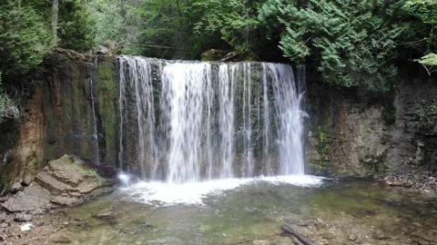 Camera Push On Small Waterfall Video stock 141156725