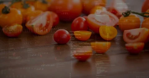 Camera push starting focus shifting while tomato cluster staying center, code Stock Footage 320916373