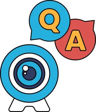 A camera with a question mark and an A on it Stock Illustration