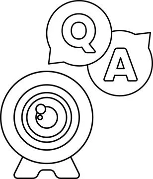 A camera with a question mark and an A on it Stock Illustration