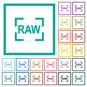 Camera raw image mode flat color icons with quadrant frames Stock Illustration