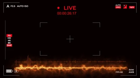 Camera record illustration with fire light effect green screen background Stock Footage 300713583