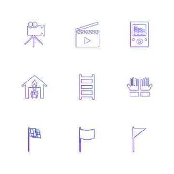 Camera , recorder , ladder , mp4 player , seo , technology , internet , flags Stock Illustration