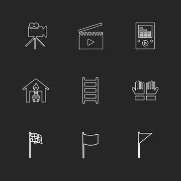 Camera , recorder , ladder , mp4 player , seo , technology , internet , flags Illustrazione stock