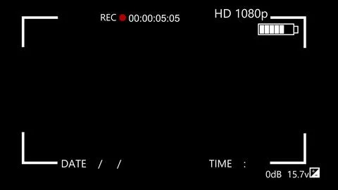 Camera recording frame black background.Camera recording screen. Illustrazione stock