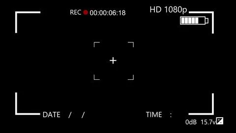 Camera recording frame black background.Camera recording screen. Illustrazione stock