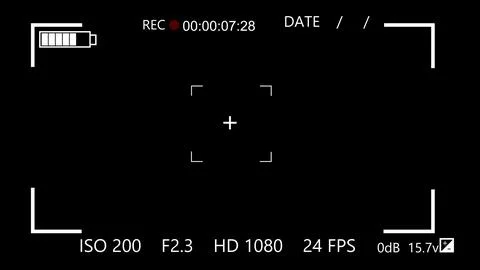 Camera recording frame black background.Camera recording screen. Illustrazione stock