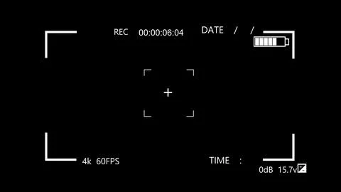 Camera recording frame black background.Camera recording screen. Illustrazione stock