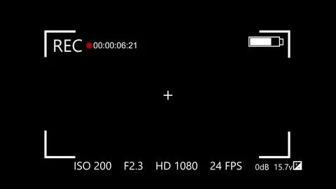 Camera recording frame black background.Camera recording screen. Illustrazione stock
