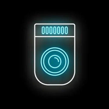 Camera recording icon with glowing neon effect Stock Illustration
