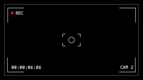 Camera recording interface display with REC indicator and focus target on black Stock Footage 339661822