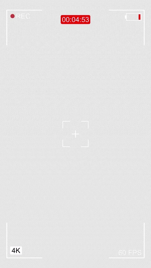 Camera recording interface with focus frame and red timer display Video stock 320303262