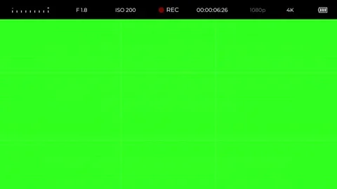 Camera Recording Interface on Green Screen with REC Timer, ISO and 4K Display Stock Footage 346147429