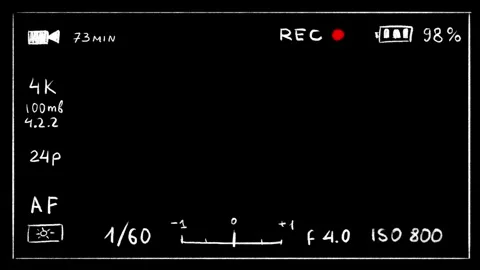 Camera recording interface screen for overlay. Fully Hand drawn animation for Stock Footage 340906172
