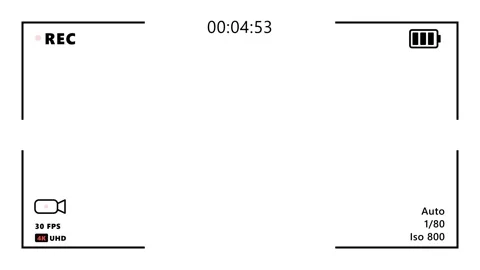 Camera recording interface viewfinder on white background. 4K Stock Footage 340514757
