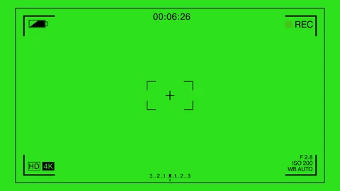 Camera recording screen frame with timer on green background 4k video Stock Footage 314664957