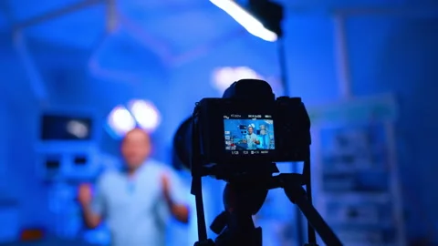 Camera records in modern surgical room. Unrecognized male doctor stands in the Stock Footage 334339400