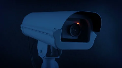 Camera Records At Night Security Concept Stock Footage 128609356