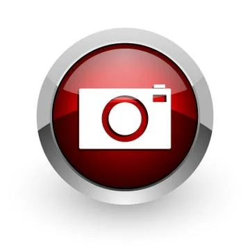 Camera red circle web glossy icon. Stock-Illustration